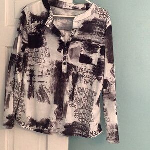 Abstract Black and White Women's Top
